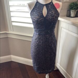 Nightway Elegant Cocktail Charcoal Sequin Lace Dress, Size 6